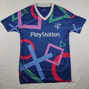 PlayStation F.C. Soccer Jersey Blue Gaming Football Sz L